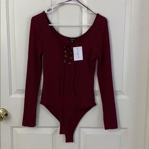 NWT Ambiance Maroon Bodysuit
